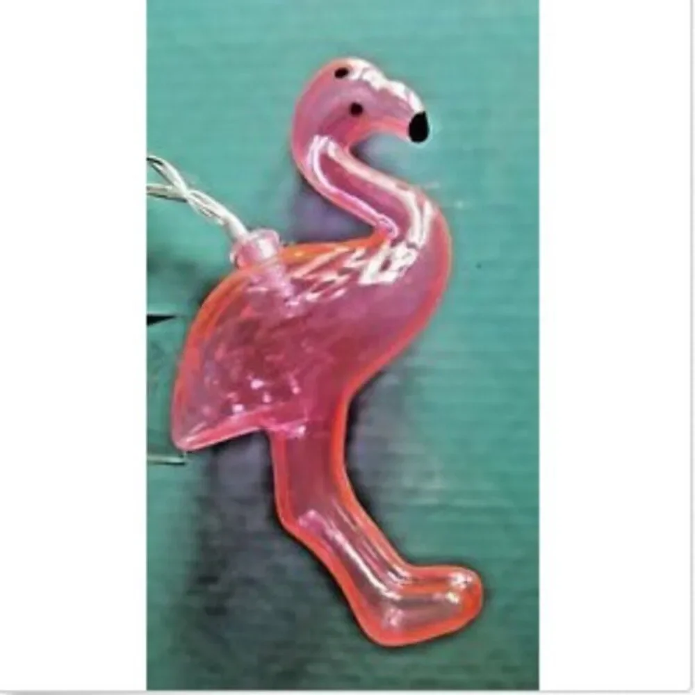 Pink Flamingo Patio String Lights 10 Battery operated Luau Party Summer  *